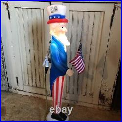 Vintage Blow Mold Uncle Sam Patriotic America Flag Lighted Union New Old Stock