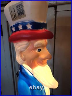 Vintage Blow Mold Uncle Sam Patriotic America Flag Lighted Union New Old Stock