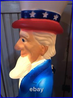 Vintage Blow Mold Uncle Sam Patriotic America Flag Lighted Union New Old Stock