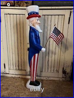 Vintage Blow Mold Uncle Sam Patriotic America Flag NON Lighted Union Old Stock