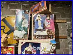 Vintage Blow Mold XL Outdoor Nativity Set Lighted Christmas Plastic 10 Pcs & Box
