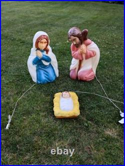 Vintage Blow Molds Joseph Mary Jesus Baby Empire Nativity 28 Christmas Decor