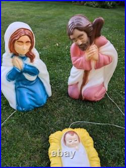Vintage Blow Molds Joseph Mary Jesus Baby Empire Nativity 28 Christmas Decor