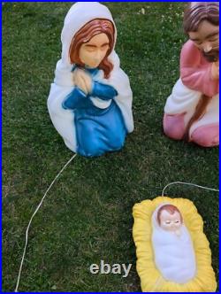 Vintage Blow Molds Joseph Mary Jesus Baby Empire Nativity 28 Christmas Decor