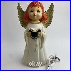 Vintage Blowmold Angel 13 Lights Up With New Cord & Bulb Christmas RARE PIECE