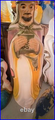 Vintage Blown Mold Nativity Set Of 10, Lights Up