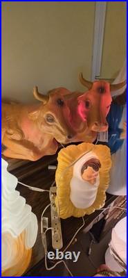 Vintage Blown Mold Nativity Set Of 10, Lights Up
