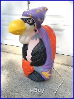 Vintage Buzzard Vulture Wizard Pumpkin Lighted Halloween Blow Mold Decor 28 TPI