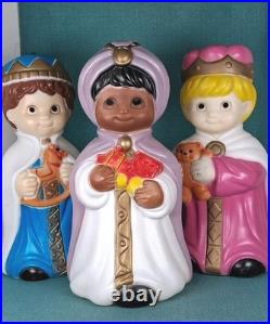 Vintage Child Christmas Blow Mold Three Wise Men General Foam Plastics 18.5 Tal