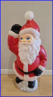 Vintage Christmas 40 General Foam Waving Santa Claus Blue Eyes Blow Mold Light