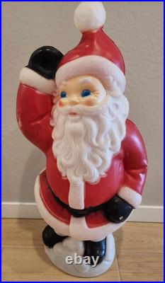 Vintage Christmas 40 General Foam Waving Santa Claus Blue Eyes Blow Mold Light