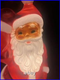 Vintage Christmas 40 General Foam Waving Santa Claus Blue Eyes Blow Mold Light