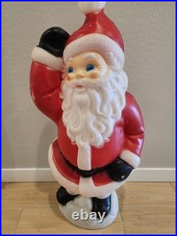 Vintage Christmas 40 General Foam Waving Santa Claus Blue Eyes Blow Mold Light