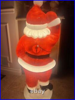 Vintage Christmas 40 General Foam Waving Santa Claus Blue Eyes Blow Mold Light