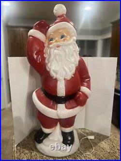Vintage Christmas 40 General Foam Waving Santa Claus Blue Eyes Blow Mold Light