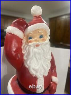 Vintage Christmas 40 General Foam Waving Santa Claus Blue Eyes Blow Mold Light