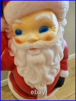Vintage Christmas 40 General Foam Waving Santa Claus Blue Eyes Blow Mold Light