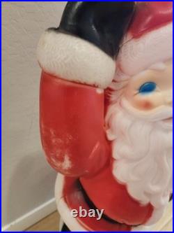 Vintage Christmas 40 General Foam Waving Santa Claus Blue Eyes Blow Mold Light