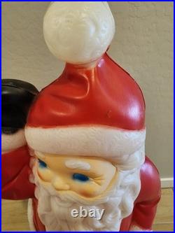 Vintage Christmas 40 General Foam Waving Santa Claus Blue Eyes Blow Mold Light