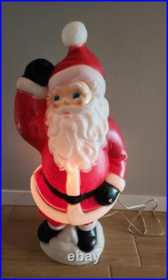 Vintage Christmas 40 General Foam Waving Santa Claus Blue Eyes Blow Mold Light