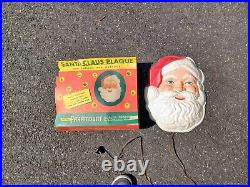 Vintage Christmas 50s Paramount Lighted Flatback Santa Face Vinylite Wall Plaque