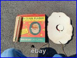 Vintage Christmas 50s Paramount Lighted Flatback Santa Face Vinylite Wall Plaque