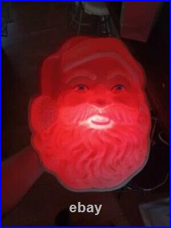 Vintage Christmas 50s Paramount Lighted Flatback Santa Face Vinylite Wall Plaque