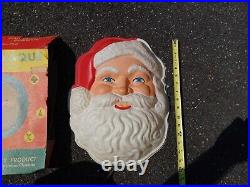 Vintage Christmas 50s Paramount Lighted Flatback Santa Face Vinylite Wall Plaque