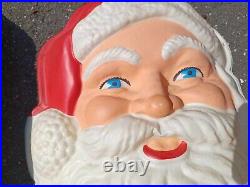 Vintage Christmas 50s Paramount Lighted Flatback Santa Face Vinylite Wall Plaque