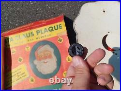 Vintage Christmas 50s Paramount Lighted Flatback Santa Face Vinylite Wall Plaque