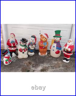 Vintage Christmas Blow Mold Collection 7 Piece Lot