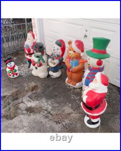 Vintage Christmas Blow Mold Collection 7 Piece Lot