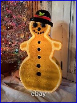 Vintage Christmas Blow Mold Gingerbread Snowman Lighted Union New Old Stock