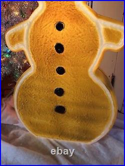 Vintage Christmas Blow Mold Gingerbread Snowman Lighted Union New Old Stock