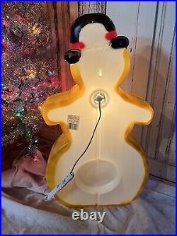 Vintage Christmas Blow Mold Gingerbread Snowman Lighted Union New Old Stock