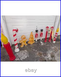 Vintage Christmas Blow Mold Lot Candles Candy Cane Soldiers Lamps Tree Star
