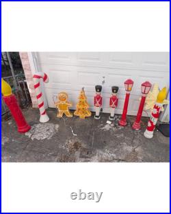 Vintage Christmas Blow Mold Lot Candles Candy Cane Soldiers Lamps Tree Star