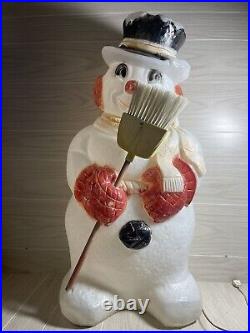 Vintage Christmas Blow Mold, Poloron Lighted 31 Snowman with Broom Yard Decor