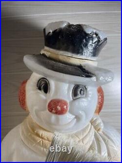 Vintage Christmas Blow Mold, Poloron Lighted 31 Snowman with Broom Yard Decor