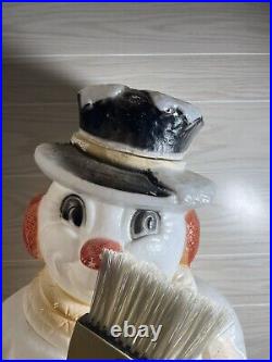 Vintage Christmas Blow Mold, Poloron Lighted 31 Snowman with Broom Yard Decor