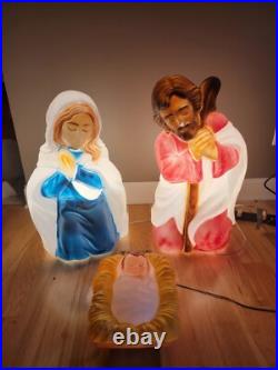Vintage Christmas Blow Molds Joseph Mary Jesus Baby Empire Nativity 28