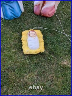 Vintage Christmas Blow Molds Joseph Mary Jesus Baby Empire Nativity 28