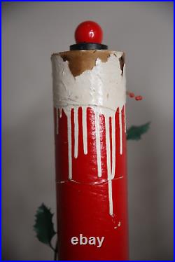 Vintage Christmas Candles Light Up Outdoor yard Display wood base 34 inch