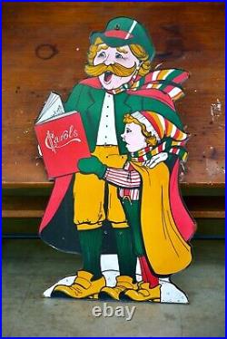 Vintage Christmas Carolers street pole door sign Carols Santa Holiday Display