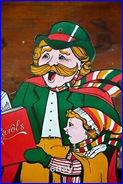 Vintage Christmas Carolers street pole door sign Carols Santa Holiday Display