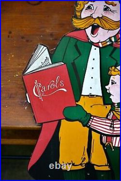 Vintage Christmas Carolers street pole door sign Carols Santa Holiday Display