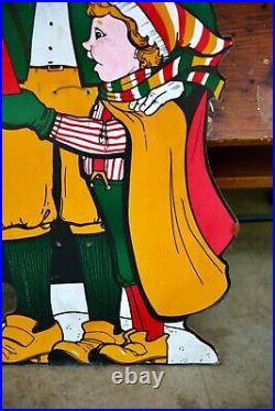Vintage Christmas Carolers street pole door sign Carols Santa Holiday Display