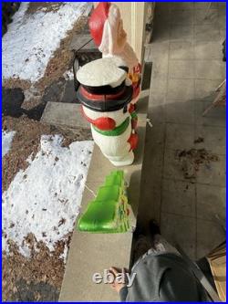 Vintage Christmas Decoration Blow Mold Santa Claus Snowman And Tree