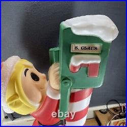 Vintage Christmas Elf Santas Mailbox Lighted Blow Mold Mail General Foam 34