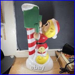 Vintage Christmas Elf Santas Mailbox Lighted Blow Mold Mail General Foam 34